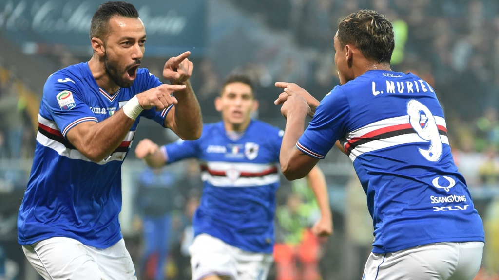 GENOA, ITALY - OCTOBER 22: Luis Muriel (Sampdoria) celebrates after scoring gol 1-0 during the Serie A match between UC Sampdoria and Genoa CFC at Stadio Luigi Ferraris on October 22, 2016 in Genoa, Italy. (Photo by Getty Images/Getty Images)